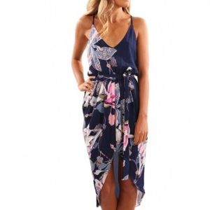 Blue Floral Midi Dress